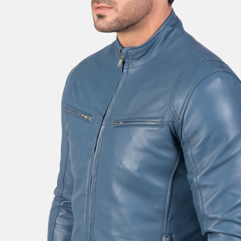 Mens Ionic Blue Leather Biker Jacket7989-9-1577532954916